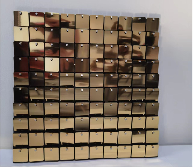 Square mirror light gold