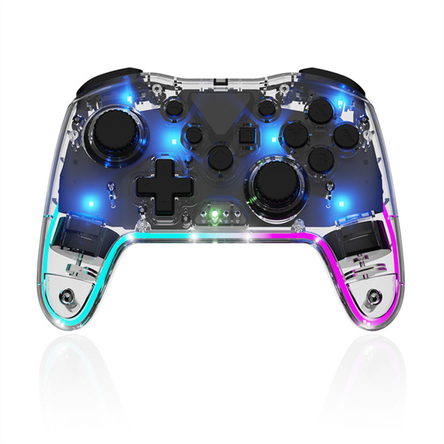 YLW New Transparent BT Wireless RGB Lighting Gamepad Vibration Motor Compatible Switch Pro Switch 2 for Optimal Gaming
