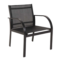 Joyeleisure Ensemble de 4 chaises suspendues en acier et table en verre, mobilier d'extérieur moderne, portable et simple pour jardin, cour et parc