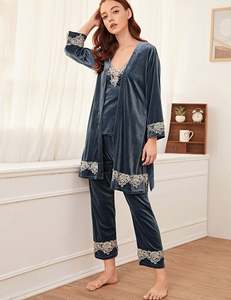 4 pezzi in <span class=keywords><strong>velluto</strong></span> con bretelle camicia da notte da <span class=keywords><strong>donna</strong></span> <span class=keywords><strong>pigiama</strong></span> da <span class=keywords><strong>donna</strong></span> - Product Image 5