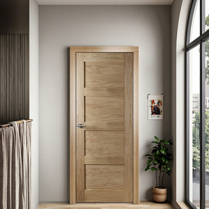Modern Interior Bedroom Wooden <strong>Design</strong> White Oak Veneer Solid Wood Shaker <strong>Door</strong> Interior Bedroom Pre Hung <strong>Door</strong> - Product Image 5