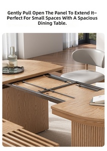 <span class=keywords><strong>Tavolo</strong></span> da Pranzo <span class=keywords><strong>Allungabile</strong></span> Moderno in Rovere Massiccio per 6 Persone <span class=keywords><strong>con</strong></span> Panche Pieghevoli Bordi Arrotondati Arredamento Ecologico per Sala da Pranzo - Product Image 4
