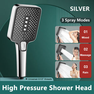 Modern Design High Pressure ABS Plastic Shower Head <b>Water</b> Saving Adjustable Large Panel 3 <b>Spray</b> Modes for Hotel Bathroom Chrome - Product Image 6