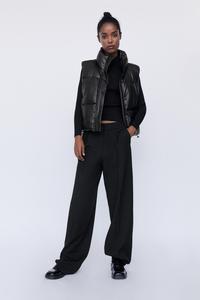Gilet de costume <span class=keywords><strong>sans</strong></span> manches pour <span class=keywords><strong>femme</strong></span>, élégant, imperméable, en PU <span class=keywords><strong>noir</strong></span>, avec garniture en <span class=keywords><strong>fourrure</strong></span>, en toile, fermeture éclair, collection hiver 2022 - Product Image 3