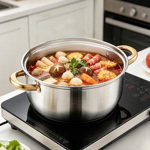 Conjunto de Utensílios de Cozinha Antiaderentes em Aço Inoxidável FLEY 6 Peças, 3 Panelas para Hotpot, Utensílios de Cozinha por Atacado para Uso Doméstico e em Restaurantes - Product Image 3