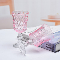 Klassieke luxe loodvrije transparante wijnglazen met diverse patronen, roze duurzame witte wijnglazen voor bruiloften