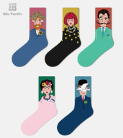 Bilu chaussettes de personnage d'art à la mode chaussettes imprimées de dessin animé créatif chaussettes tricotées de haute qualité pour un usage quotidien cadeaux à la mode