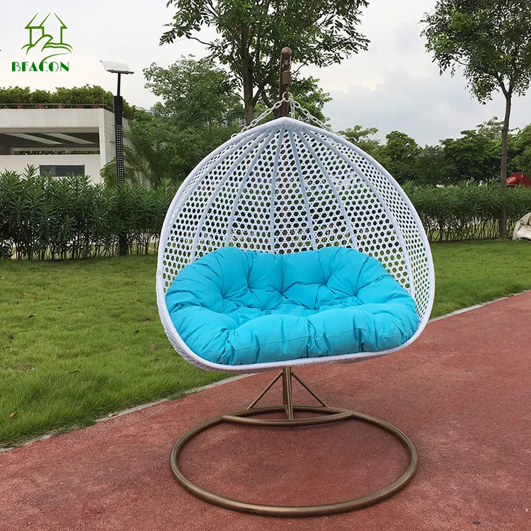 Garden swing chair outdoor rattan 2 seat heavy duty chair two people largedouble patio swing hanging chair for 2