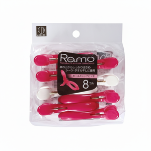 RAMO Lot de 8 pinces à linge roses/blanches pour ranger vos vêtements. - Product Image 1