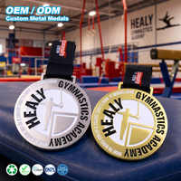 Médaille de gymnastique personnalisée en alliage de zinc, récompense sportive en métal émaillé avec cordon imprimé pour compétition d'académie de gymnastique, souvenir et récompense