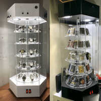 Vitrine de présentation en acrylique pour couteaux avec éclairage LED pour magasin de détail, vitrine rotative à 360 degrés en acrylique