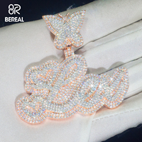 Pendentif de chaîne personnalisé en usine, serti de moissanite VVS et de diamants de laboratoire, passe le testeur de diamants, électroplaqué bicolore, bijoux fins