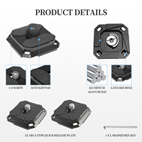 Piastra a Sgancio Rapido Universale con Vite da 1/4" Compatibile Arca-Swiss, Piastra QR Scorrevole per Fotocamera DSLR, Mini Treppiede e Testa a Sfera