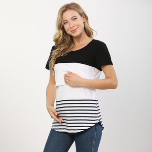 Vente en gros de vêtements d'<span class=keywords><strong>allaitement</strong></span> doux en coton t-<span class=keywords><strong>shirt</strong></span> à manches courtes t-<span class=keywords><strong>shirt</strong></span> d'<span class=keywords><strong>allaitement</strong></span> hauts de maternité chemises d'<span class=keywords><strong>allaitement</strong></span> pour bébé pour le post-partum - Product Image 5