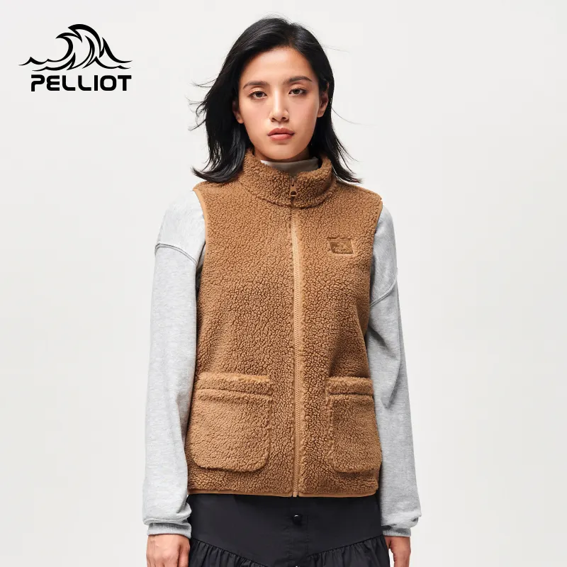 Colete de lã quente feminino do inverno, colete de lã quente personalizado sem mangas casacos de lã ao ar livre