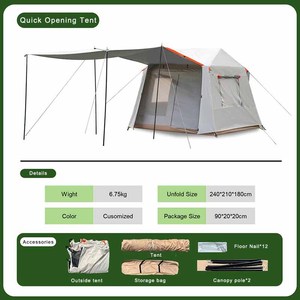 Tente de camping portable d'extérieur entièrement automatique à ouverture rapide en tissu Oxford avec poteaux en aluminium - Product Image 6