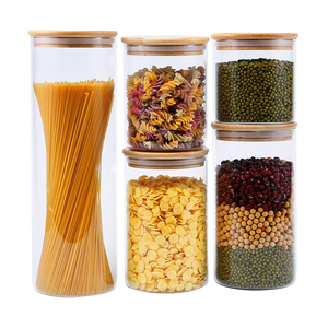 5 Set Glass Kitchen Food Storage Jars For Kitchen Flour/Pasta/Coffee/Candy/Cookie