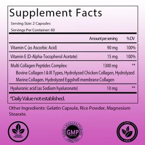 Péptidos de Colágeno Múltiple en Venta, Tipos I, II, III, V y X Hidrolizados, Ácido Hialurónico, Apoyo para la Piel, Cabello, Uñas y Articulaciones - Product Image 2