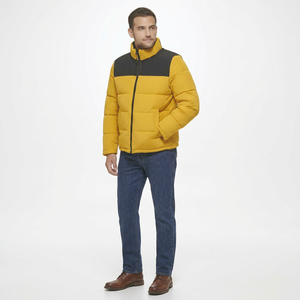 Winter Puffer Jacket Patchwork Canvas Cotton Padded <b>Bubble</b> <b>Coat</b> Men's Street Wear Front Logo 2025 - Product Image 1