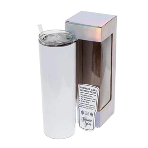 Window Box Gift Set Tumbler Cups Holographic Box Double Wall Sublimation Stainless Steel Straight Skinny Tumbler 20oz Blank