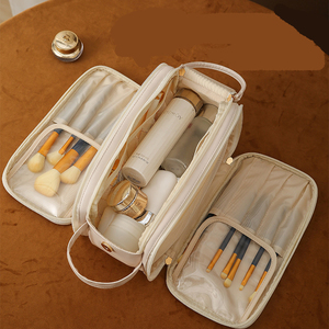 Sac cosmétique en cuir PU imperméable Preppy Fashion avec organisateur de maquillage personnalisé populaire à fermeture éclair - Product Image 3