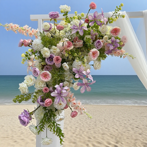 Arrangement floral Austin violet rose de style chaud ensembles de mariage décoration de fond de fleur artificielle - Product Image 1