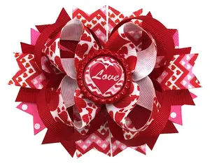 V115-V252 발렌타인 데이 뿌리 머리 활 인기있는 응원 활 휴일 헤어 클립 발렌타인 데이 선물-