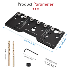 Kit de plantilla de perforación de bisagra de gabinete profesional con plantilla de pasador de estante de 32mm, guía de localizador de pasador de aleación de aluminio - Product Image 5