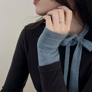 Dylam Simplicity Dainty Design 925 <b>Sterling</b> <b>Silver</b> Rhodium Plated Eternity Band Pig Nose Open <b>Adjustable</b> Women Jewelry <b>Rings</b> - Product Image 3