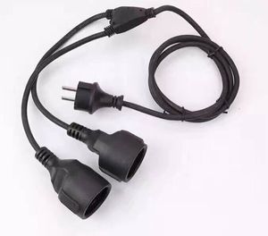 2m negro ENEC KEMA ip44 cable de extensión Europea 2 socket H05VV-F 3G * 1.5mm2 - Product Image 1