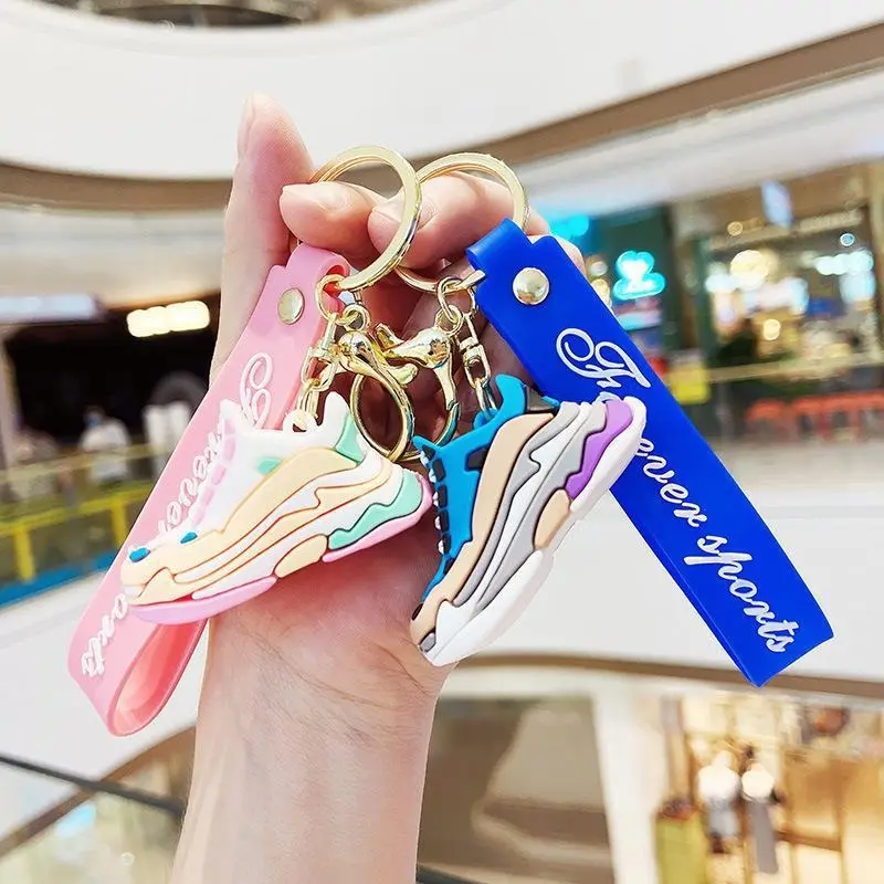 Sáng Tạo Dễ Thương Túi Mặt Dây Chuyền Keyring Bán Buôn Dunk Pvc 3D Mini Bóng Rổ Sao Giày Sneaker Keychain