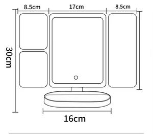Trifold Tabletop LED Folding Cosmetic <strong>Vanity</strong> <strong>Mirror</strong> Desktop <strong>Mirror</strong> <strong>With</strong> <strong>Light</strong> and Magnification - Product Image 5