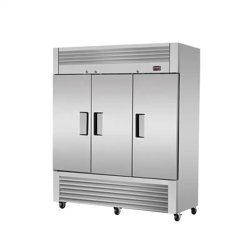 Équipement de restauration Réfrigérateur Congélateur debout en acier inoxydable Congélateur vertical à 3 portes à vendre