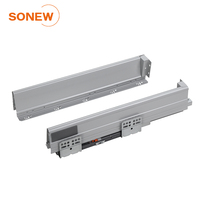 Glissières de tiroir SONEW réglables en métal, à clipser sans outil, pour armoire de cuisine, à extension complète, fermeture douce avec deux tiges