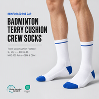 Chaussettes de sport en coton renforcé Academy Supply pour badminton, avec semelle en tissu éponge, logo personnalisé, pour terrains intérieurs et cyclisme