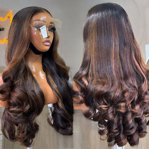 Maßgefertigte Rohe Vietnamesische Perücke Echthaar Body Wave Lace Front Perücken Echthaar Großhandel 99j Highlight Klebstofffreie HD Lace Frontal Perücken - Product Image 1