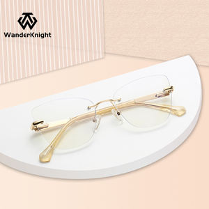 משקפי ראייה אופטיים ללא מסגרת, בעיצוב עין חתול, אופנתיים לנשים, עם חסימת אור כחול, עם לוגו בהתאמה אישית לשנת 2025 - Product Image 2