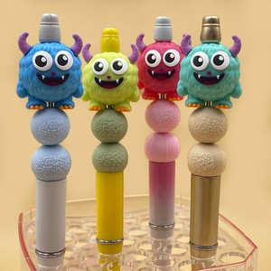 Cuentas de silicona con diseño de monstruo para llaveros de bolígrafo, colores surtidos, diseño 3D, seguras para bebés a partir de 3 meses - Product Image 1
