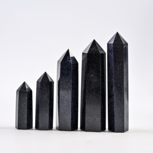 Punta de Cristal de Piedra Dorada Azul Pulida Natural, Torre Hexagonal de Arenisca Azul, Cristal de Sanación Reiki para Chakras, Artesanía - Product Image 5