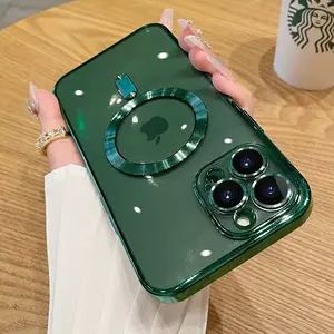 Electroplated Transparent Mobile Phone Case Magnetic Absorption Wireless Charging Comes With Lens Film For IPhone 14 Pro Max
