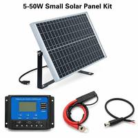 Module solaire 10W 20W 30W, panneau en verre avec câble de contrôleur pour l'éclairage solaire domestique, le camping, les camping-cars, la charge de batteries marines