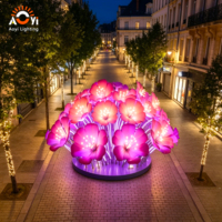 Lámpara de Paisaje con Escultura Floral, Acrílica, Estilo de Arte Moderno para Calle Comercial o Plaza Cultural