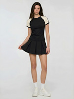 Combinaison Polo de Tennis Unie pour Femme, Respirante, Coupe Ajustée, Col en V, Jambes Courtes, Idéale pour l'Été, le Yoga et le Golf, en Polyester/Nylon avec Cordon de Serrage
