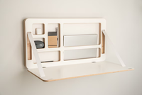 Bureau mural escamotable en contreplaqué à suspension magnétique discrète, design bois, gain de place