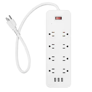 Barre d'alimentation 2040J avec protection contre les surtensions et chargement USB, barre d'alimentation à 8 prises, norme ETL USA, 3 ports USB