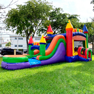 Mega rainbow combo bounce house water slide <b>inflatable</b> commercial kids outdoor party jumping castle - Product Image 1