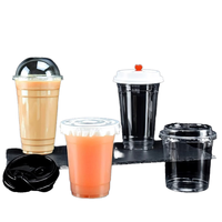 Gobelet en plastique PET à paroi simple jetable Shirong pour célébrités d'Internet, diamètre 98 mm, avec impression de logo UV, pour thé au lait, café, jus