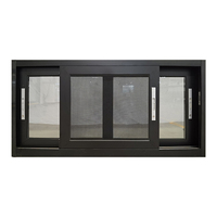 Fenêtre coulissante moderne personnalisée noire avec cadre en aluminium Fenêtres coulissantes insonorisées fabriquées en Chine pour salle de bains au sous-sol