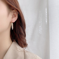 Trois pièces en acier inoxydable blé oreille forme perle or boucles d'oreilles Bracelet collier bijoux accessoires ensemble pour femme