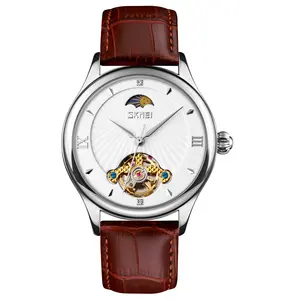 Skmei 9251 Leather Strap Watch Men Time Moon Phase Watch Wrist